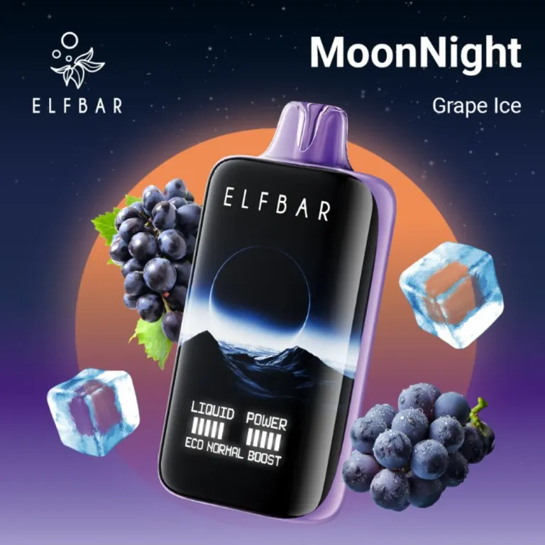 Buy ELF BAR Moon Night 40000 Puffs Grape Ice disposable vape online in India at Al Alizeh