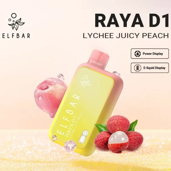 Buy Elf Bar Raya D1 13000 Puff Lychee Juicy Peach Online in India – Al Alizeh Vapes