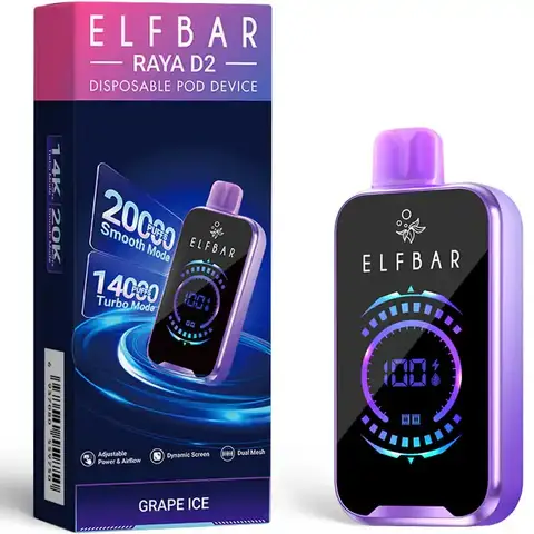 Buy Elf Bar Raya D2 20000 Puff Grape Ice Online in India – Al Alizeh Vapes