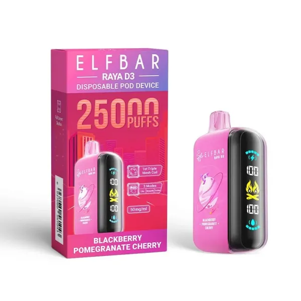 Buy Elf Bar Raya D3 25000 Puff Blackberry Pomegranate Cherry Online in India – Al Alizeh Vapes