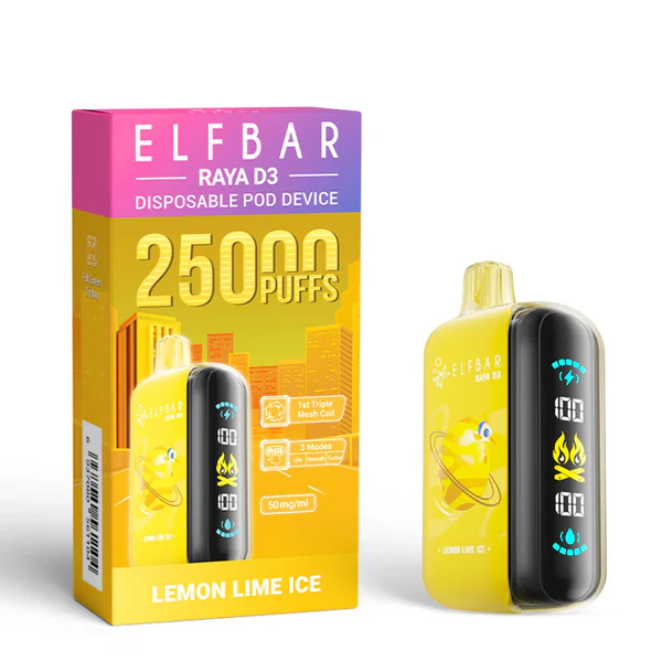 Buy Elf Bar Raya D3 25000 Puff Lemon Lime Ice Online in India – Al Alizeh Vapes