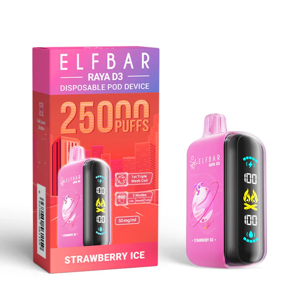 Buy Elf Bar Raya D3 25000 Puff Strawberry Ice Online in India – Al Alizeh Vapes