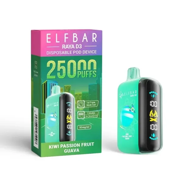 Buy Elf Bar Raya D3 Kivi Passion Fruit Guava Online in India – Al Alizeh Vapes