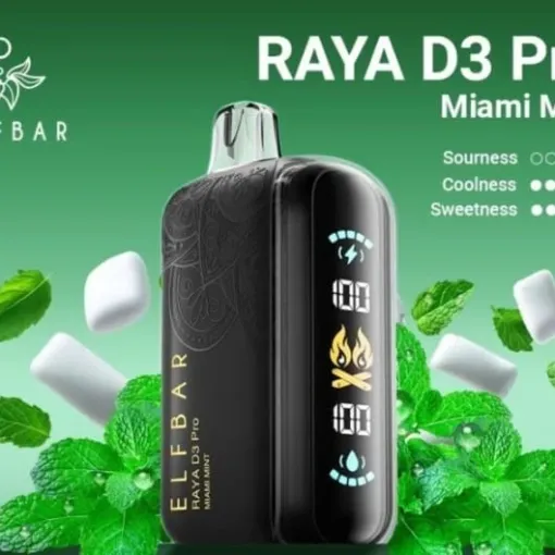 Buy Elf Bar Raya D3 Pro 30000 Puff Miami Mint Online in India – Al Alizeh Vapes